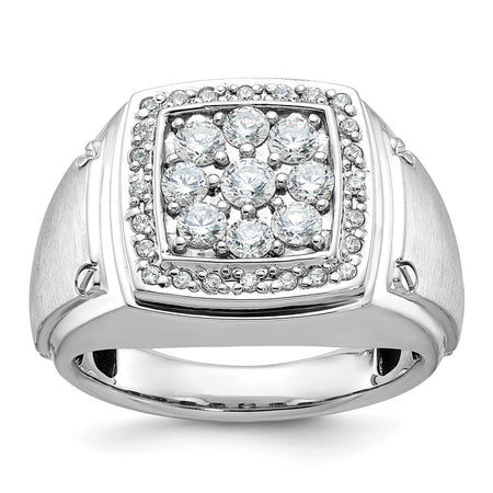 IBGoodman 14k White Gold Men's Polished and Satin Square Cluster Ring Mounting (B59163-4W)