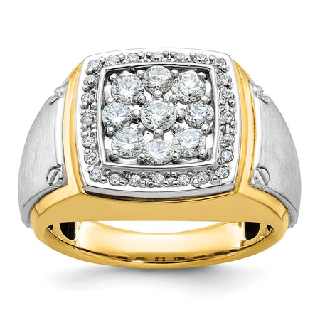 IBGoodman 14k Two-tone Men's Polished and Satin Square Cluster Ring Mounting (B59163-4YW)