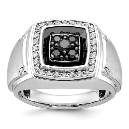 14k White Gold IBGoodman Men's Polished and Satin Ring Mounting (B59166-4W)
