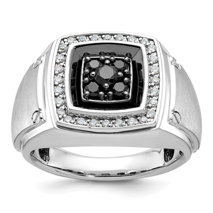 14k White Gold IBGoodman Men's Polished and Satin Ring Mounting (B59166-4W)