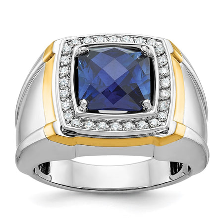 IBGoodman 14k Two-tone Men's Polished Gemstone and Diamond Ring Mounting (B59175-4WY)