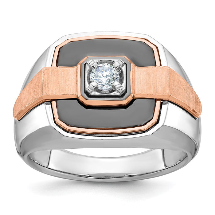 14k White & Rose Gold IBGoodman Men's Polished & Satin Ring Mounting (B59204-4WR)