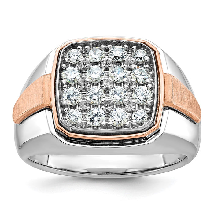 IBGoodman 14k White and Rose Gold Men's Polished and Satin Cluster Ring Mounting (B59210-4WR)