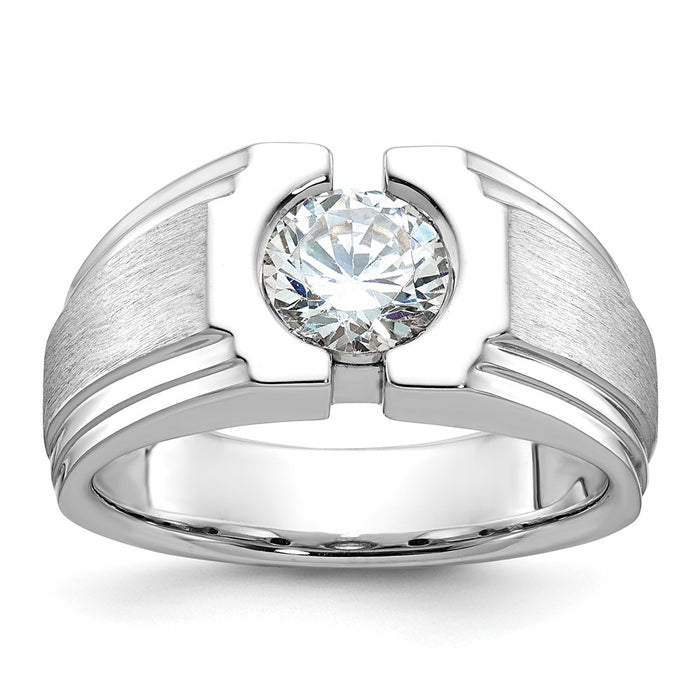 14k White Gold IBGoodman Men's Polished and Satin Diamond Ring Mounting (B59229-4W)