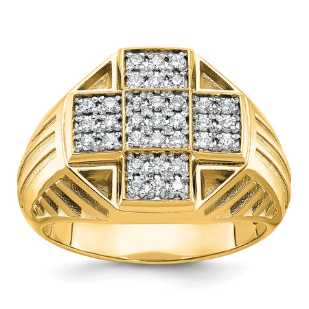 IBGoodman 10k Men's Polished Textured and Grooved Cross Cluster Ring Mounting (B59260-0Y)