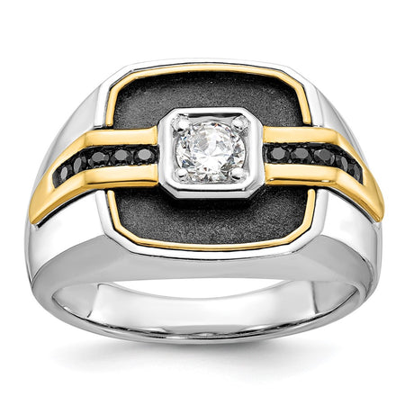 14k Two-tone IBGoodman Men's Polished and Satin Ring Mounting (B59264-4WY)