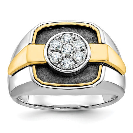 14k Two-tone IBGoodman Men's Polished and Satin Ring Mounting (B59265-4WY)