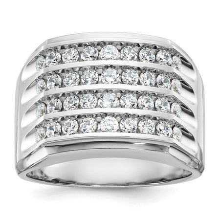 IBGoodman 10k White Gold Men's Polished and Grooved 4-Row Ring Mounting (B59287-4W)