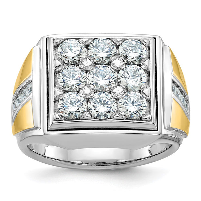 14k Two-tone IBGoodman Men's Polished Square Cluster Ring Mounting (B59292-4WY)