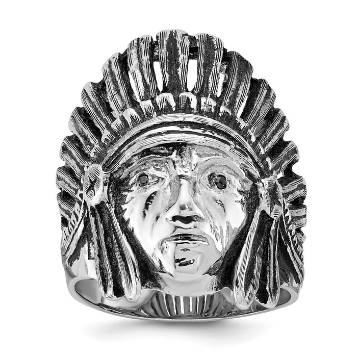 14k White Gold IBGoodman Men's Antiqued Diamond Native Headdress Ring Mounting (B59318-4W)