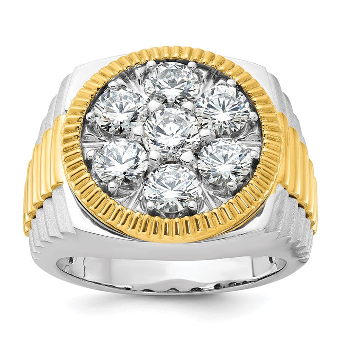 IBGoodman 14k Two-tone Men's Polished Satin and Ribbed Round Cluster Ring Mounting (B59319-4WY)