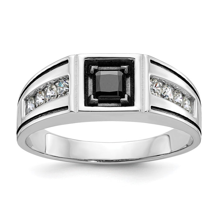 14k White Gold IBGoodman Men's Satin Diamond Ring Mounting (B59355-4W)