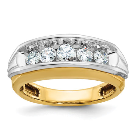 IBGoodman 14k Two-tone Men's Polished and Grooved 5-Stone Ring Mounting (B63103-4YW)