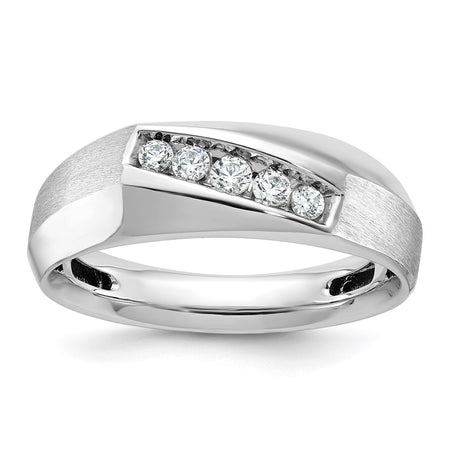 14k White Gold IBGoodman Men's Polished & Satin 5-Stone Ring Mounting (B63119-4W)