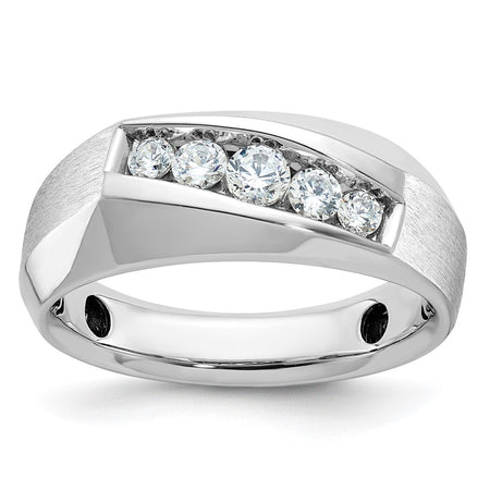 14k White Gold IBGoodman Men's Polished & Satin 5-Stone Ring Mounting (B63120-4W)