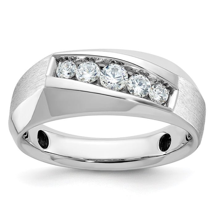 14k White Gold IBGoodman Men's Polished & Satin 5-Stone Ring Mounting (B63120-4W)
