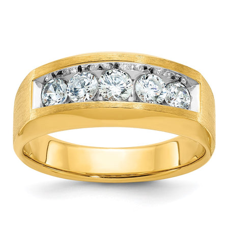 14k IBGoodman Men's Polished and Satin 5-Stone Ring Mounting (B63124-4Y)