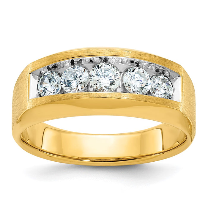 14k IBGoodman Men's Polished and Satin 5-Stone Ring Mounting (B63124-4Y)