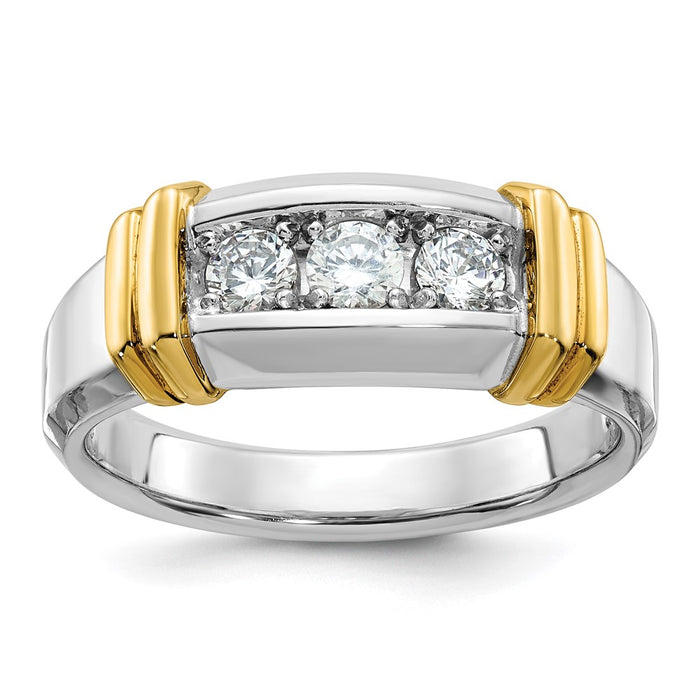 14k Two-tone IBGoodman Men's Polished 3-Stone Ring Mounting (B63179-4WY)