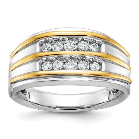 14k Two-tone IBGoodman Men's Polished 2-Row Ring Mounting (B63185-4WY)
