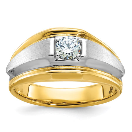 14k Two-tone IBGoodman Men's Polished and Satin Diamond Ring Mounting (B63195-4YW)