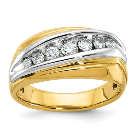 IBGoodman 14k Two-tone Men's Polished and Grooved Graduated 7-Stone Ring Mounting (B63198-4YW)