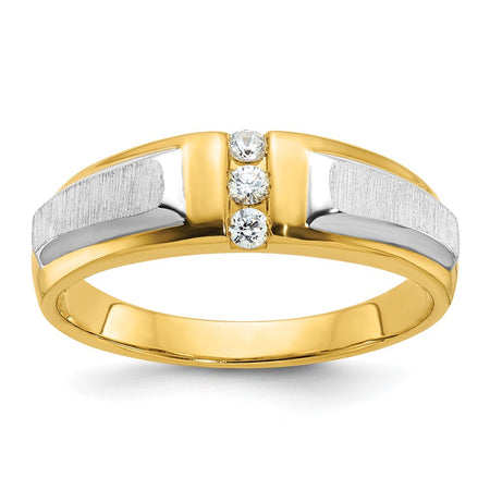 IBGoodman 14k Two-tone Polished and Satin Men's Three Stone Ring Mounting (B63233-4YW)