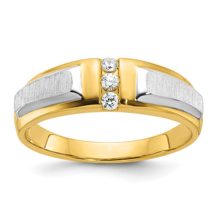 IBGoodman 14k Two-tone Polished and Satin Men's Three Stone Ring Mounting (B63233-4YW)
