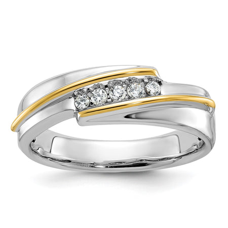 IBGoodman 14k Two-tone Polished Men's Five Stone Ring Mounting (B63236-4WY)