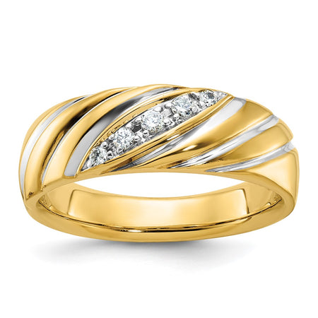 IBGoodman 14k with White Rhodium Polished and Grooved Men's Ring Mounting (B63242-4Y)