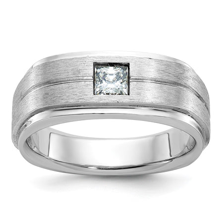 14k White Gold IBGoodman Men's Polished and Satin Diamond Ring Mounting (B63266-4W)
