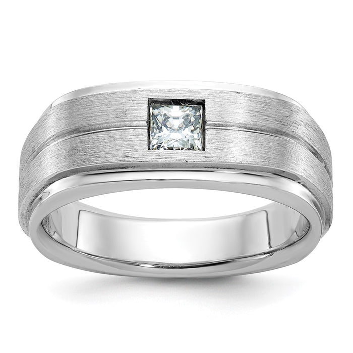 14k White Gold IBGoodman Men's Polished and Satin Diamond Ring Mounting (B63266-4W)
