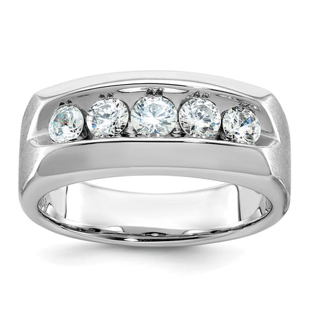 14k White Gold IBGoodman Men's Polished & Satin 5-Stone Ring Mounting (B63268-4W)