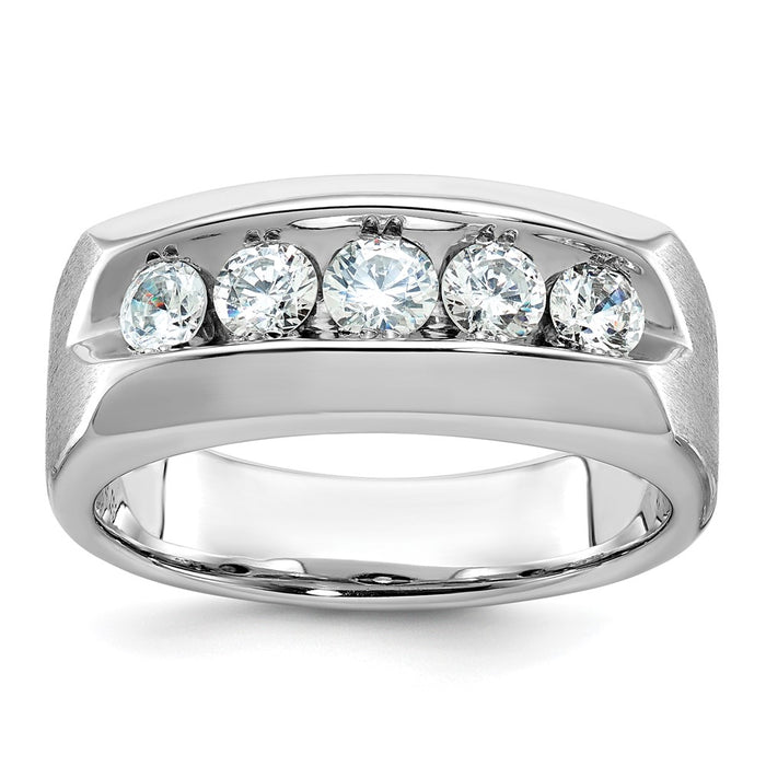 14k White Gold IBGoodman Men's Polished & Satin 5-Stone Ring Mounting (B63268-4W)