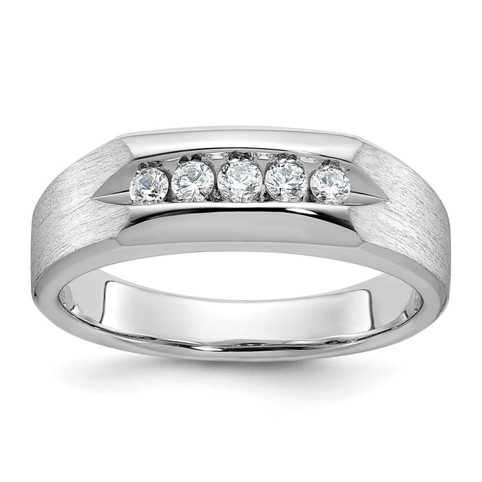14k White Gold IBGoodman Men's Polished & Satin 5-Stone Ring Mounting (B63269-4W)