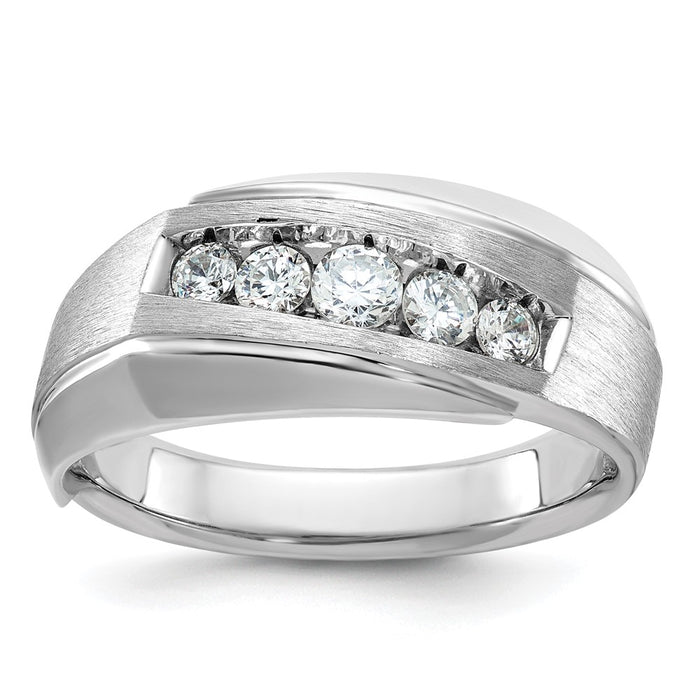 14k White Gold IBGoodman Men's Polished & Satin 5-Stone Ring Mounting (B63274-4W)