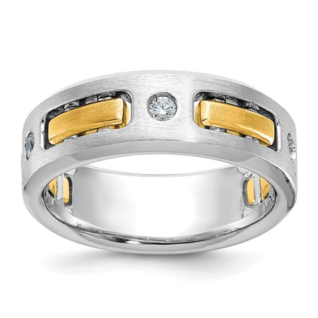 IBGoodman 14k Two-tone Men's Polished Satin and Cut-Out 3-Stone Ring Mounting (B63291-4WY)