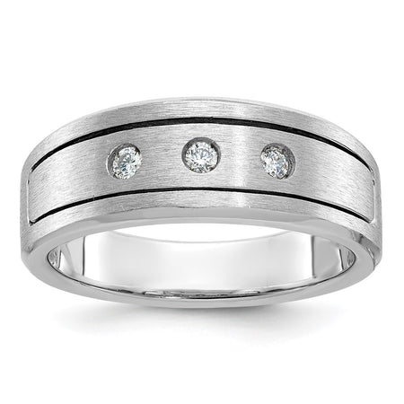 14k White Gold IBGoodman Men's Polished and Satin Diamond Ring Mounting (B63306-4W)