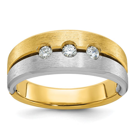 14k Two-tone IBGoodman Men's Polished and Satin Diamond Ring Mounting (B63322-4YW)