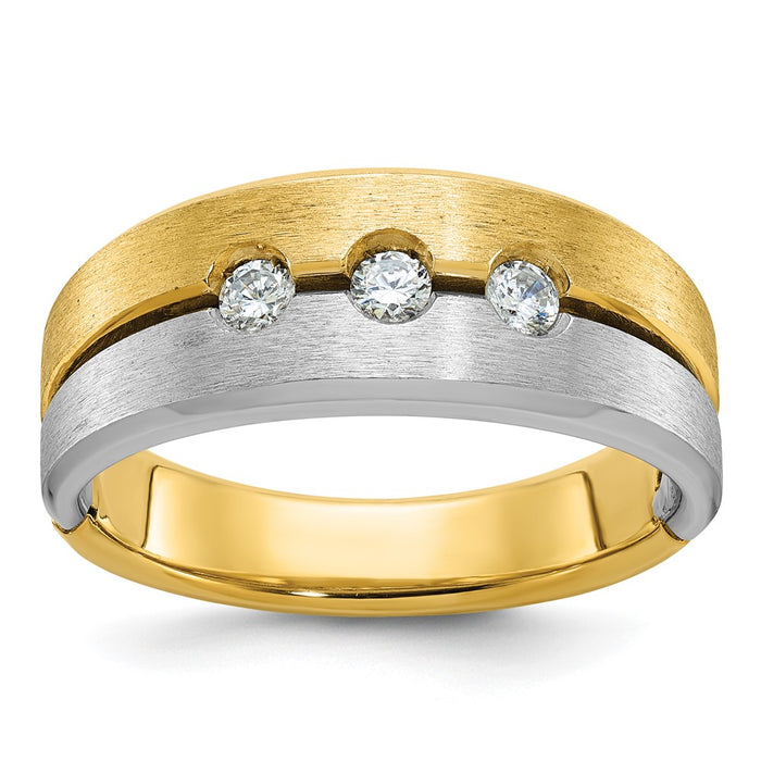 14k Two-tone IBGoodman Men's Polished and Satin Diamond Ring Mounting (B63322-4YW)