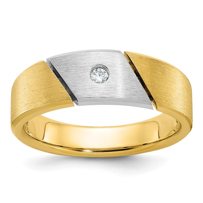 14k Two-tone IBGoodman Men's Polished and Satin Diamond Ring Mounting (B63360-4YW)