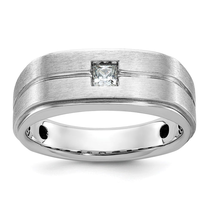 14k White Gold IBGoodman Men's Polished and Satin Diamond Ring Mounting (B63366-4W)