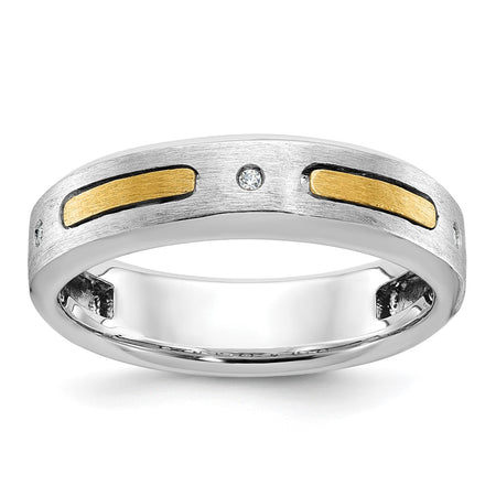 14k Two-tone IBGoodman Men's Polished and Satin Diamond Ring Mounting (B63406-4WY)