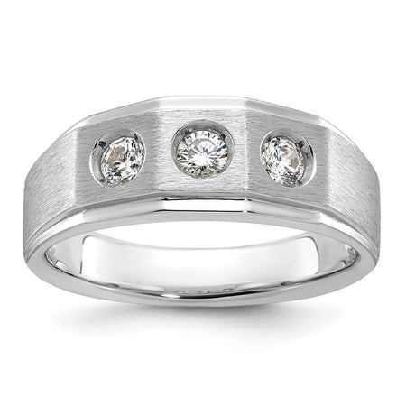 14k White Gold IBGoodman Men's Polished and Satin Diamond Ring Mounting (B63420-4W)