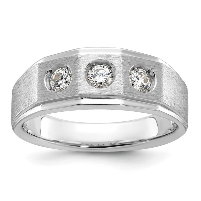 14k White Gold IBGoodman Men's Polished and Satin Diamond Ring Mounting (B63420-4W)