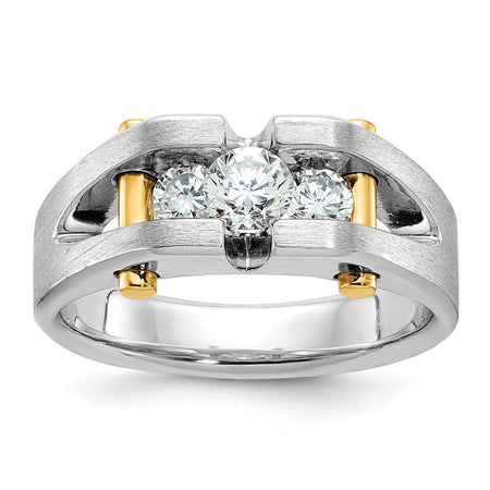 IBGoodman 14k Two-tone Men's Polished Satin and Cut-Out 3-Stone Ring Mounting (B63434-4WY)