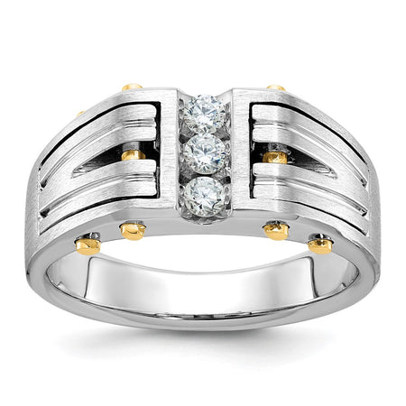 14k Two-tone IBGoodman Men's Polished and Satin Diamond Ring Mounting (B63437-4WY)