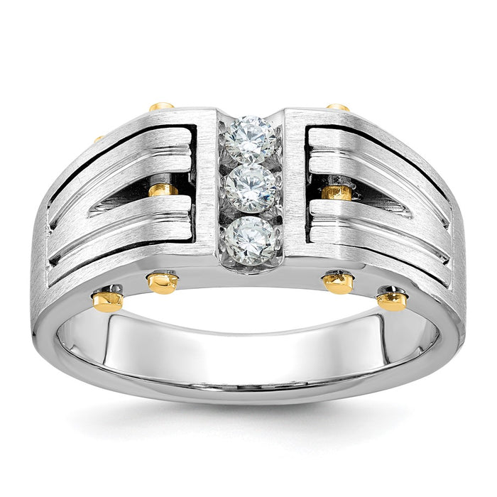 14k Two-tone IBGoodman Men's Polished and Satin Diamond Ring Mounting (B63437-4WY)