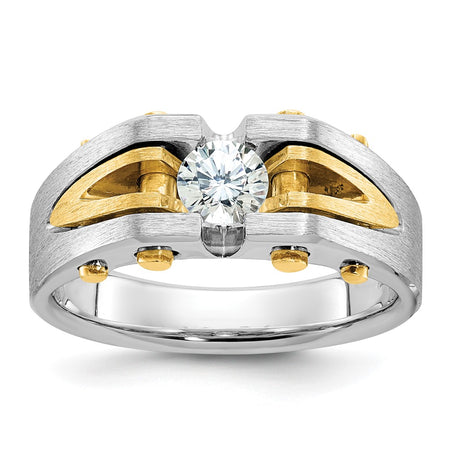 14k Two-tone IBGoodman Men's Polished and Satin Diamond Ring Mounting (B63439-4WY)