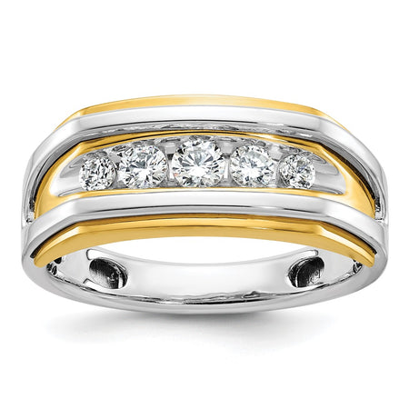 14k Two-tone IBGoodman Men's Polished 5-Stone Ring Mounting (B63474-4WY)